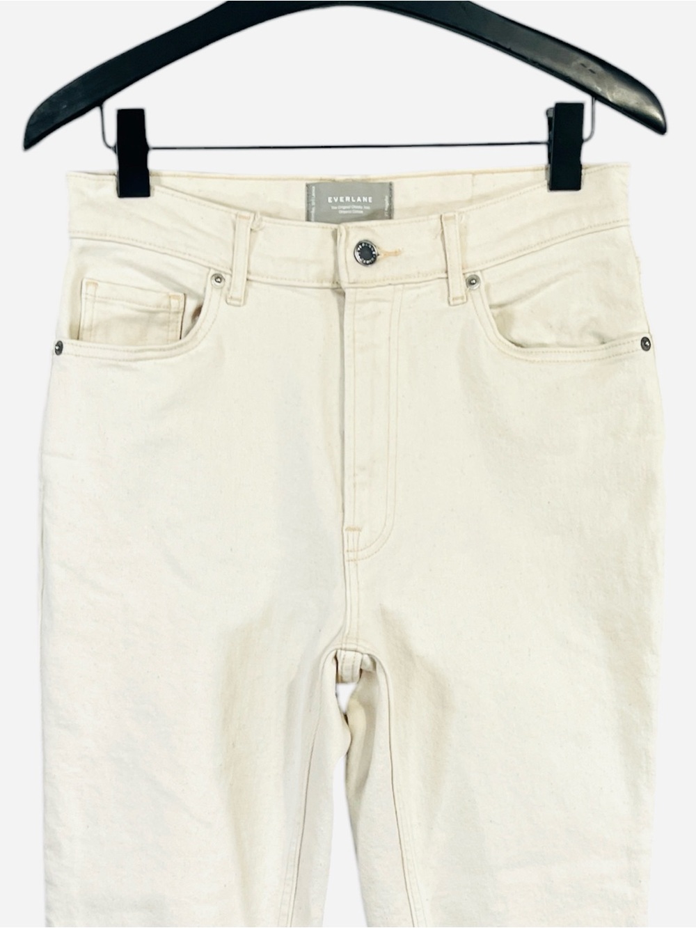 Everlane Original Cheeky High Rise Straight Jean in Ecru size 27 Regular - Picture 3 of 7